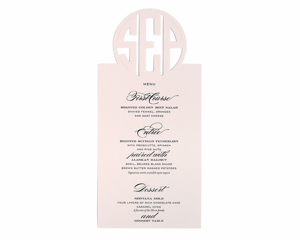 Circle Monogram Menu Cards